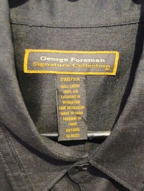 George Foreman Signature Collection Black Linen 2X Big & Tall Shirt